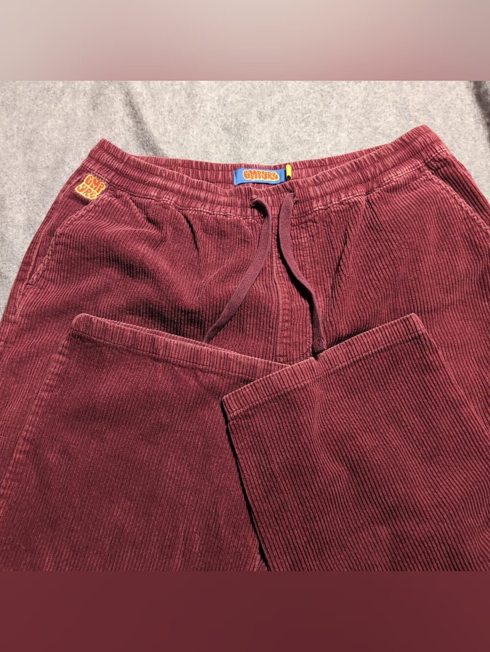 Empyre Relaxed Fit Corduroy Pants Mens Large Burgundy Maroon Drawstring Skate
